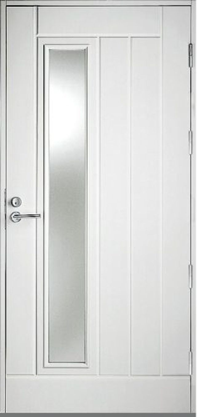 Ytterdörr Kaski Classic Karlstad 990x2090mm vänster vit klarglas AB 6222