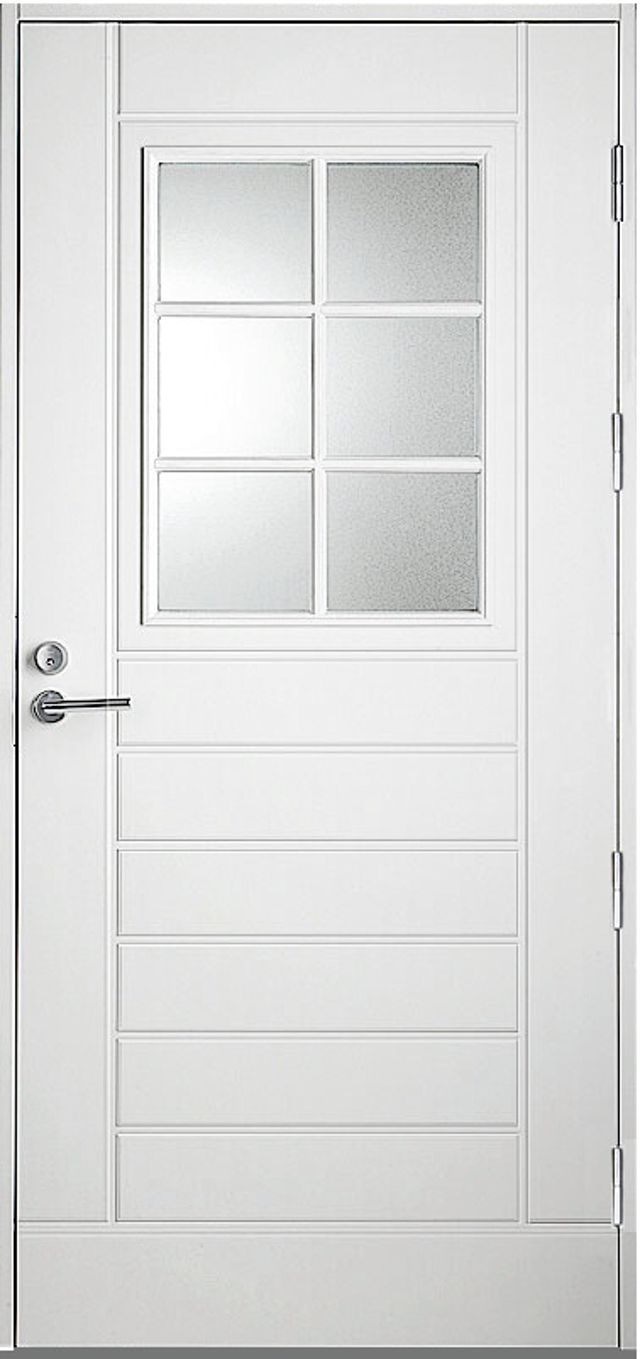 Ytterdörr Kaski Classic Sundsvall 990x2090mm vänster vit klarglas AB 6222