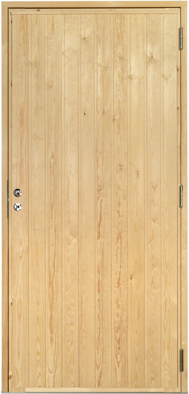 Förrådsdörr Kaski Sunnanö 890x1990mm höger obehandlad furupanel AB 6222