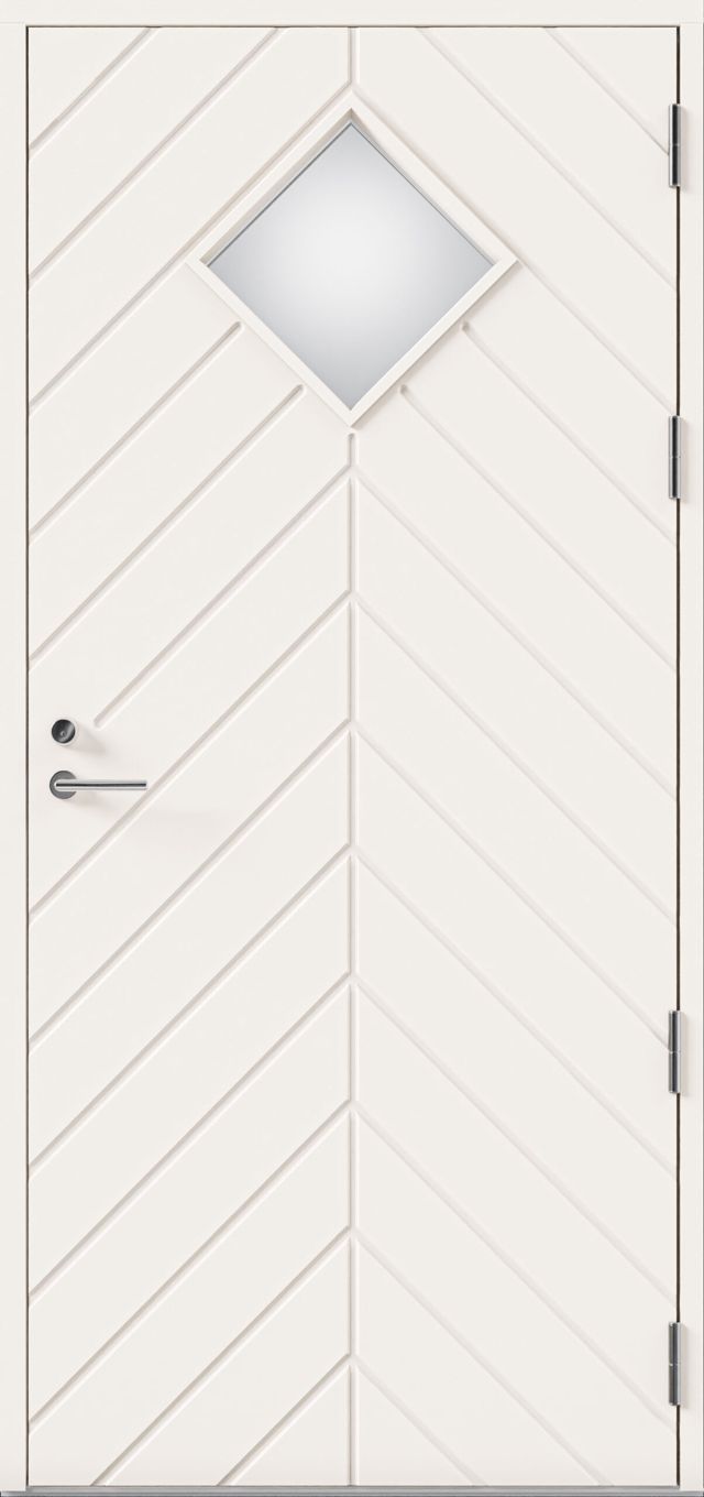Ytterdörr Kaski Classic Tylösand 990x2090mm vänster vit klarglas AB 6222