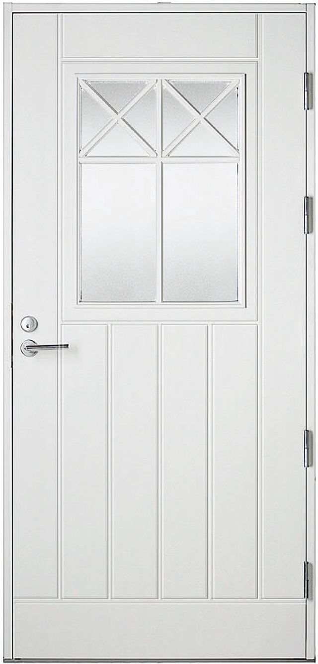 Ytterdörr Kaski Classic Umeå 990x2090mm vänster vit klarglas AB 6222