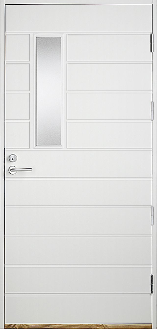 Ytterdörr Kaski Classic Kiruna 990x2090mm vänster vit klarglas AB 6222