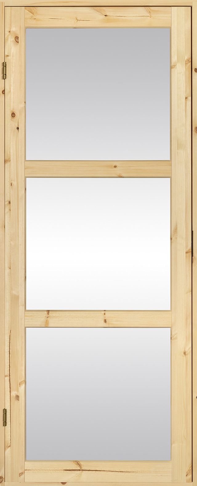 Bastudörr Kaski Mariehamn 790x1890mm vänster obehandlad, Härdat glas