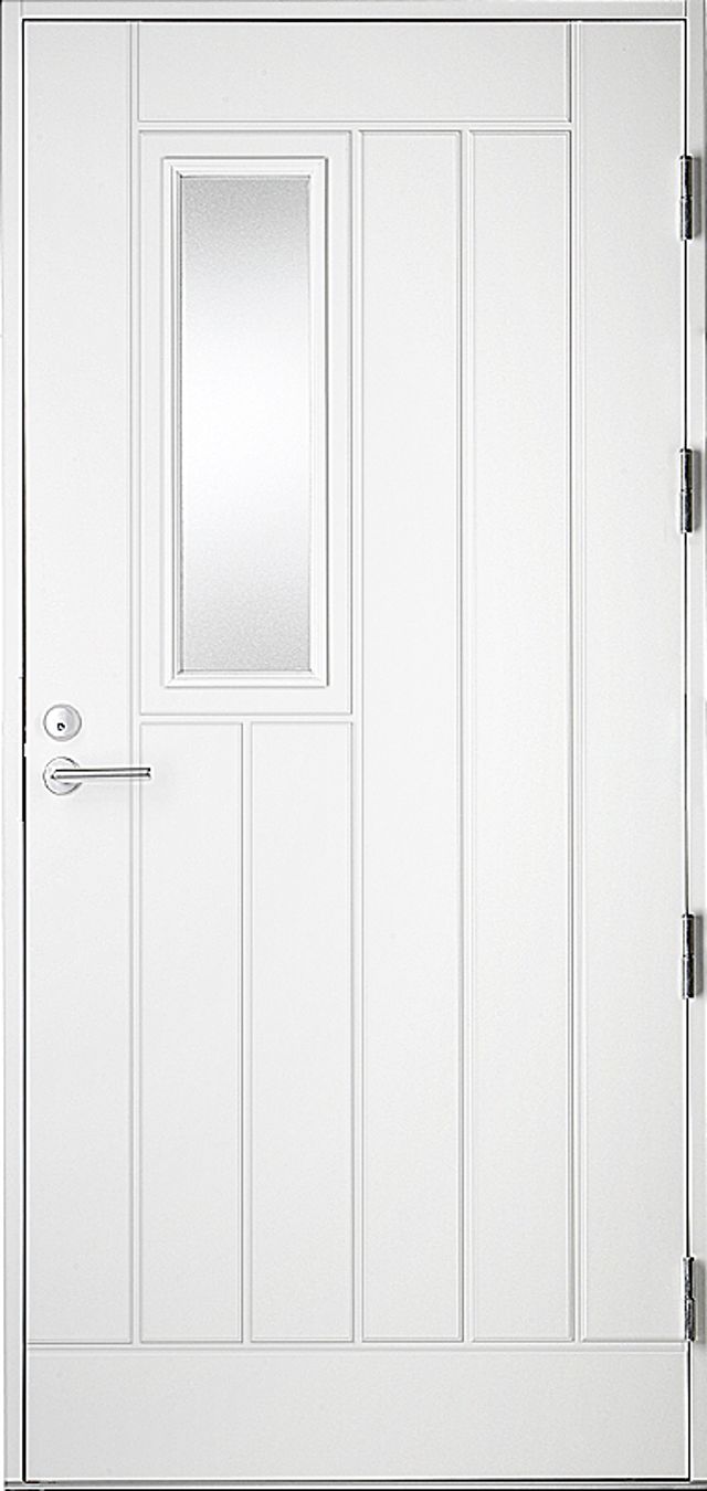 Ytterdörr Kaski Classic Örebro 990x2090mm vänster vit klarglas AB 6222