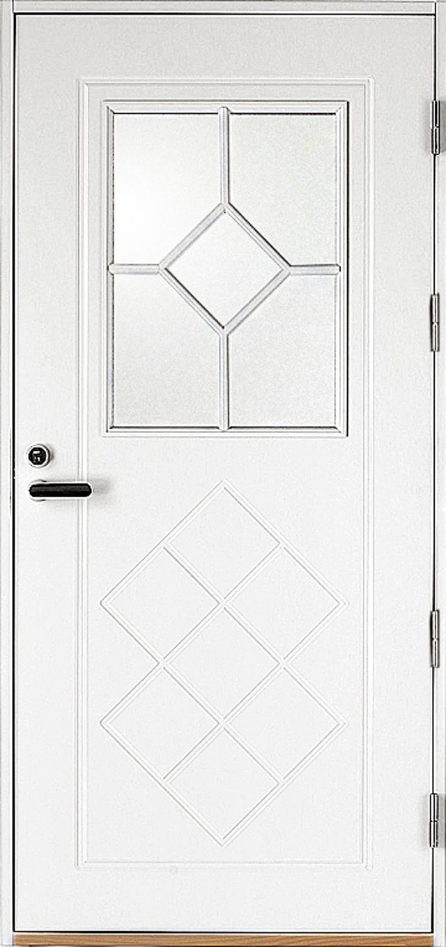 Ytterdörr Kaski Classic Uppsala 990x2090mm vänster vit klarglas AB 6222