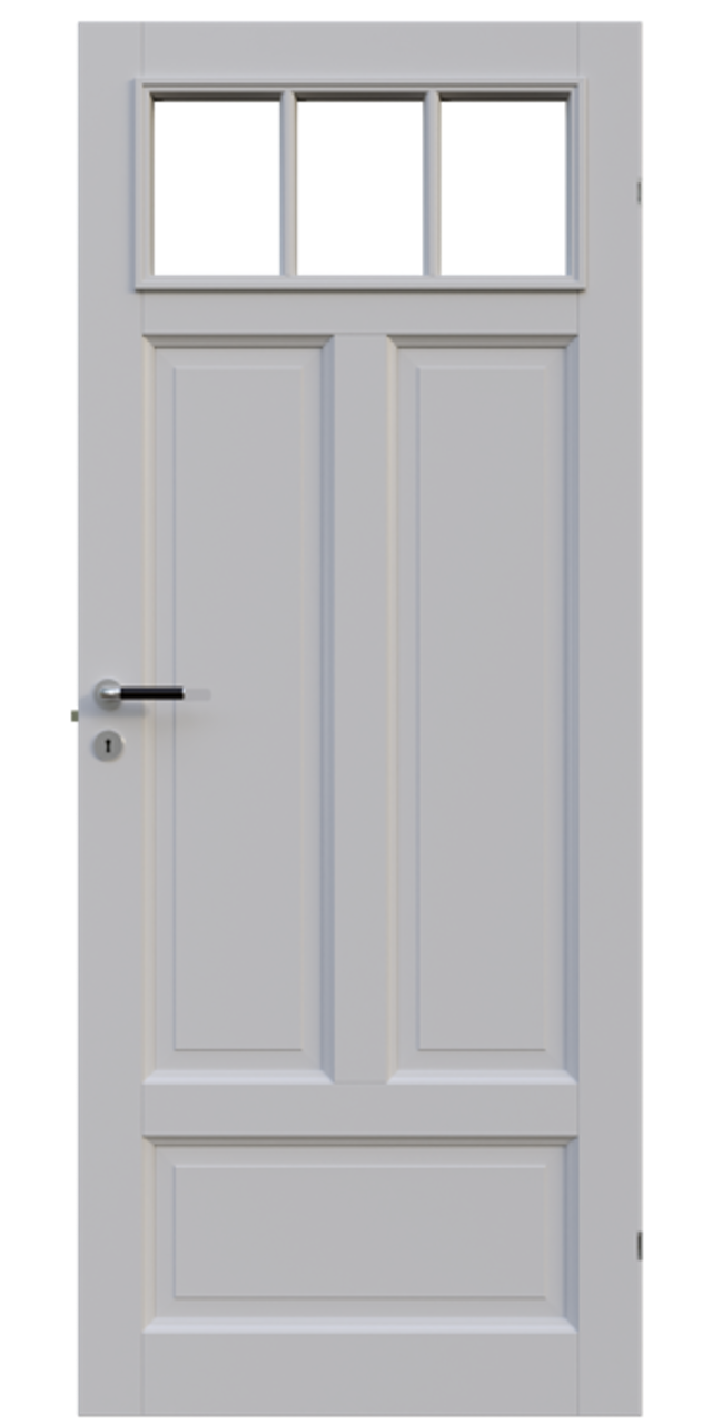 Innerdörr Leksand 4 glas 990x2090mm vändbar vitmålad, exkl karm