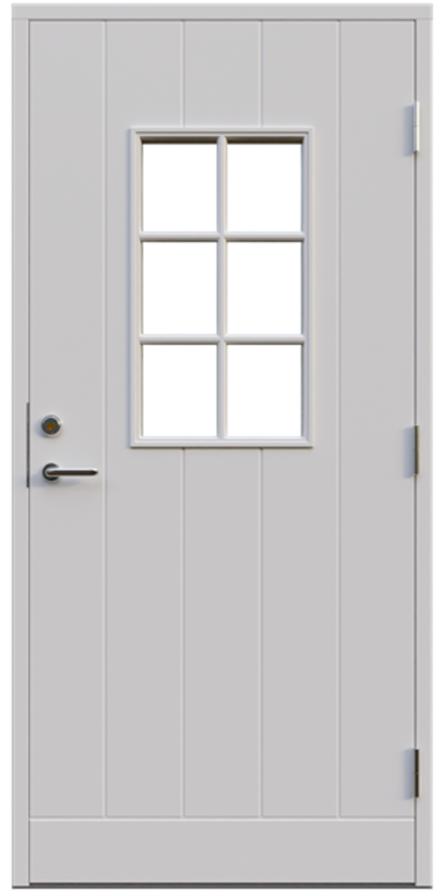 Ytterdörr Leksandsdörren Insjön glas classic 888x1980mm höger vit cotswoldglas AB 6421