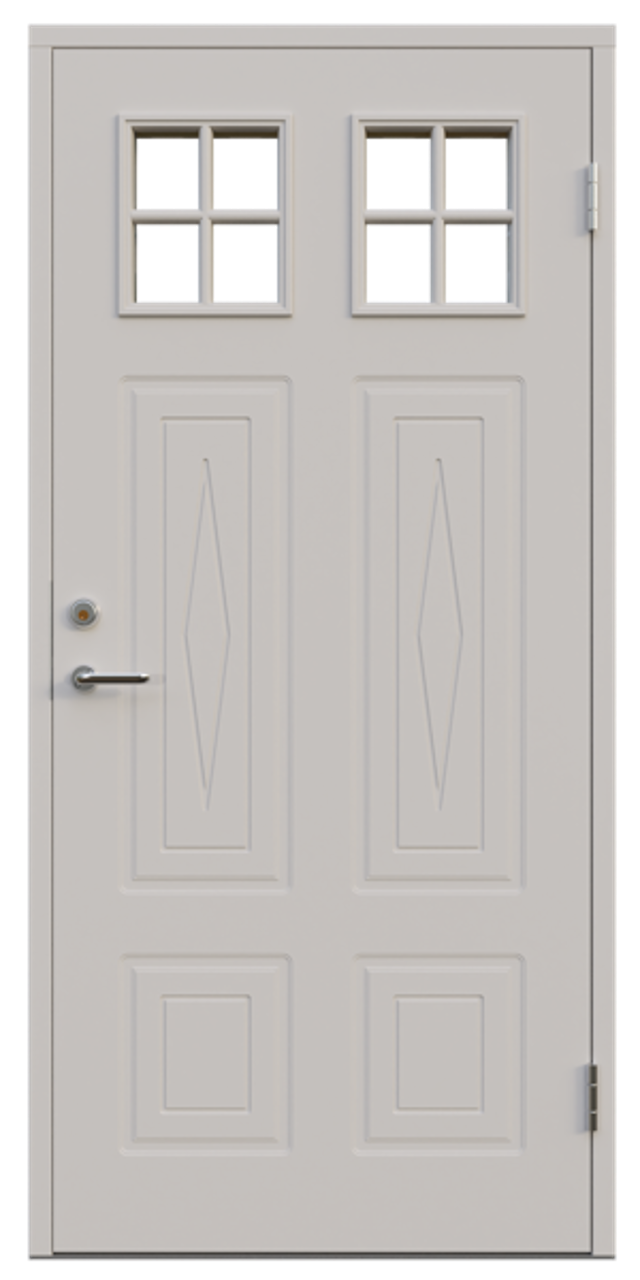 Ytterdörr Leksandsdörren Kullsbjörken glas 888x1980mm höger vit klarglas AB 7421