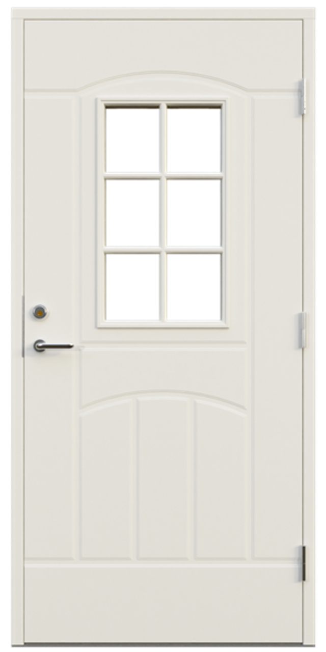 Ytterdörr Leksandsdörren Solberga glas classic 888x1980mm höger vit cotswoldglas AB 6421