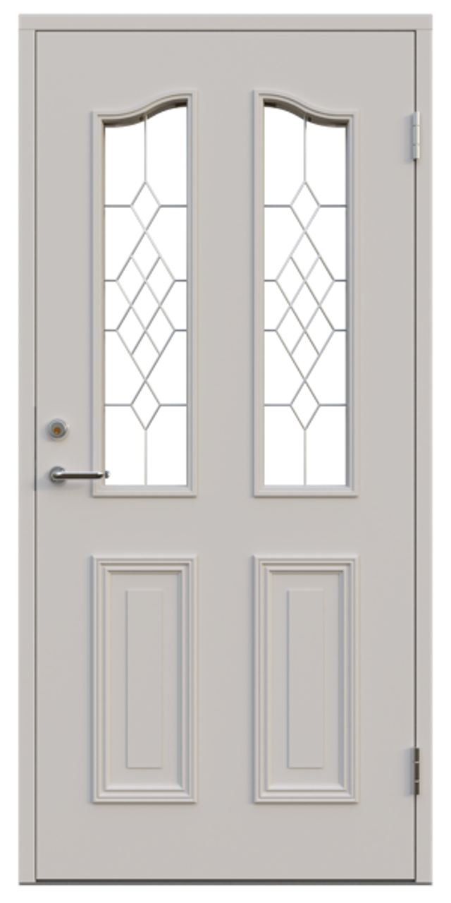 Ytterdörr Leksandsdörren Twin 888x1980mm höger vit maskinantiktglas AB 7421