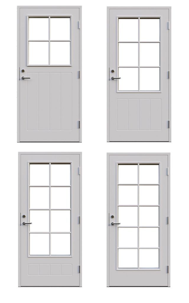 Ytterdörr Leksandsdörren Ullvi glas 888x1980mm (välj glashöjd nedan) höger vit klarglas AB 7421