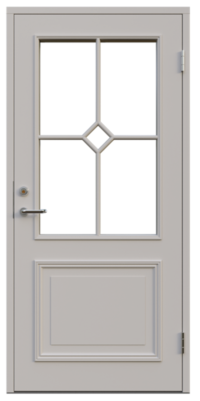 Ytterdörr Leksandsdörren Brenäs glas 888x1980mm höger vit klarglas AB 7421
