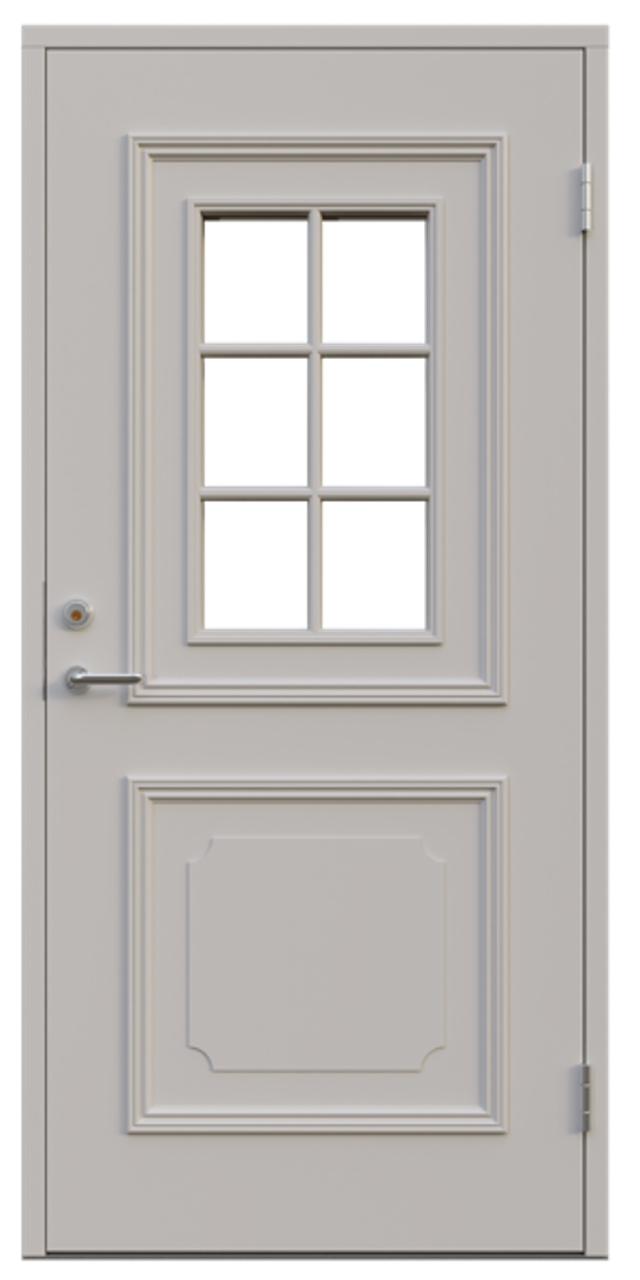 Ytterdörr Leksandsdörren Hjortnäs glas 888x1980mm höger vit klarglas AB 7421