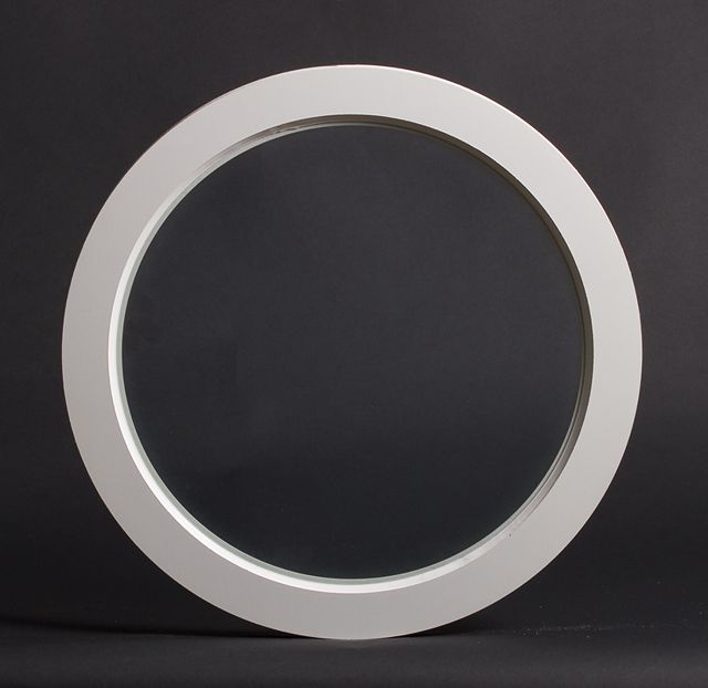 Dekorfönster Rund utvändigt  290mm vit enkelglas