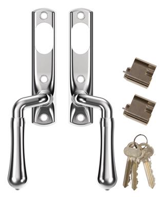 Handtag Björkö blank krom alt 2: handtag in och utsidan,inkl cylinder insida och utsida. 