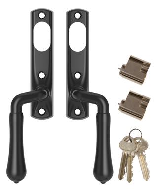 Handtag Björkö svart alt 2: handtag in och utsidan,inkl cylinder insida och utsida. 