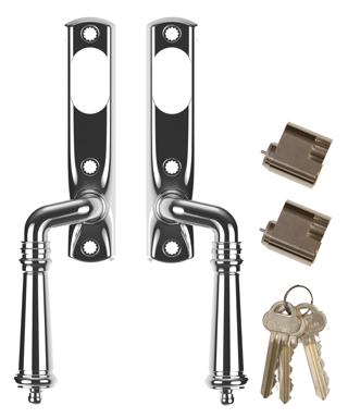 Handtag Ingarö krom alt 2: handtag in och utsidan,inkl cylinder insida och utsida. 