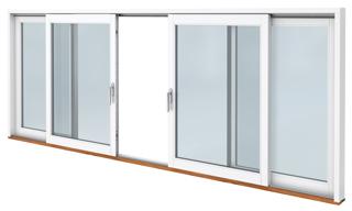SF skjutdörr C rörlig del på insidan  3980x1990mm insida trä utsida aluminium, 3-glas, härdat in och utsida