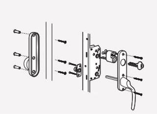 Alt 6 Cylinder insida (exkl cylinder) draghandtag utsida (2+1 utåtg intakt)