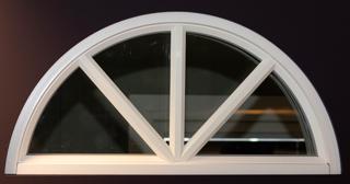 SF Fönster fast halvrunt 1280x640mm, insida trä utsida aluminium, 3-glas