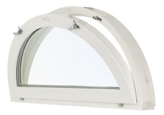 SF Fönster inåtgående halvrunt 1185x590mm, insida trä utsida trä, 3-glas