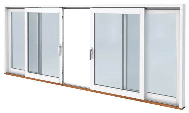 SF skjutdörr C rörlig del på insidan  3580x1790mm insida trä utsida aluminium, 3-glas, härdat in och utsida