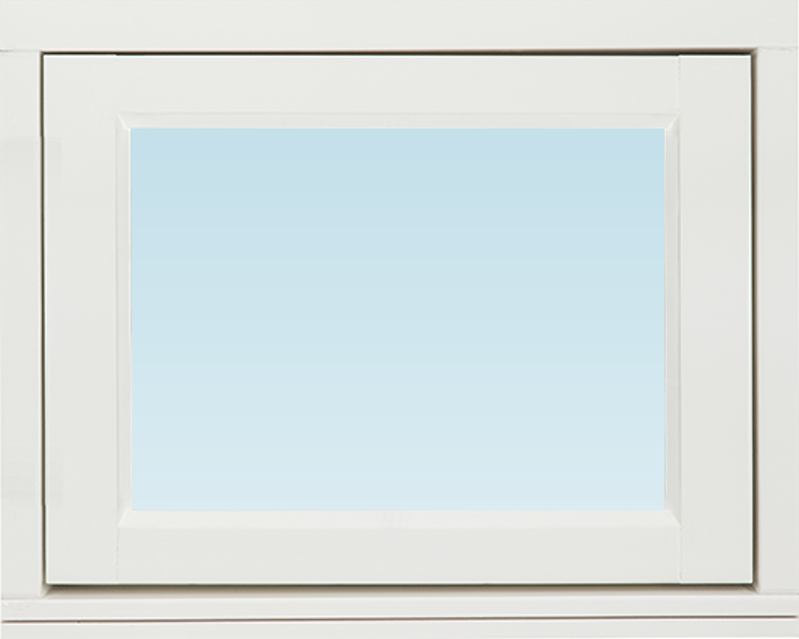 LK sidohängt fönster utåtgående 480x380mm överhängt 1-luft, insida trä utsida trä, 2+1 glas 